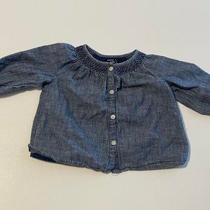 BabyGap Blue Denim Button Down Blouse 12-18 Months Girls